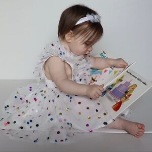 White Dress with Colorful Polka Dots